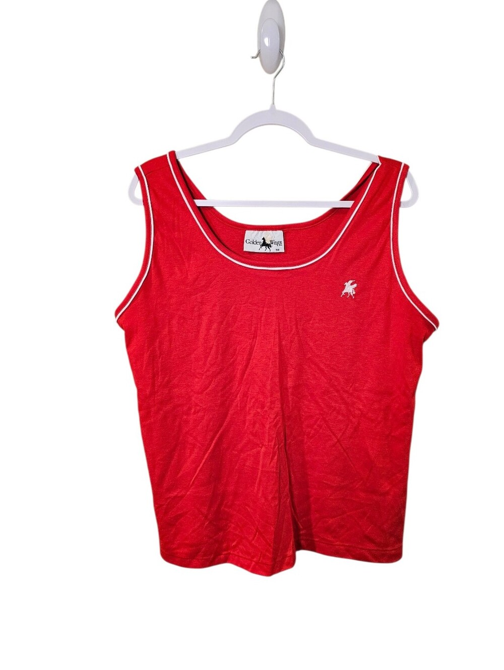 Vintage Retro 70/80s Golden West Red Tank Top with White Trim Womens Xl